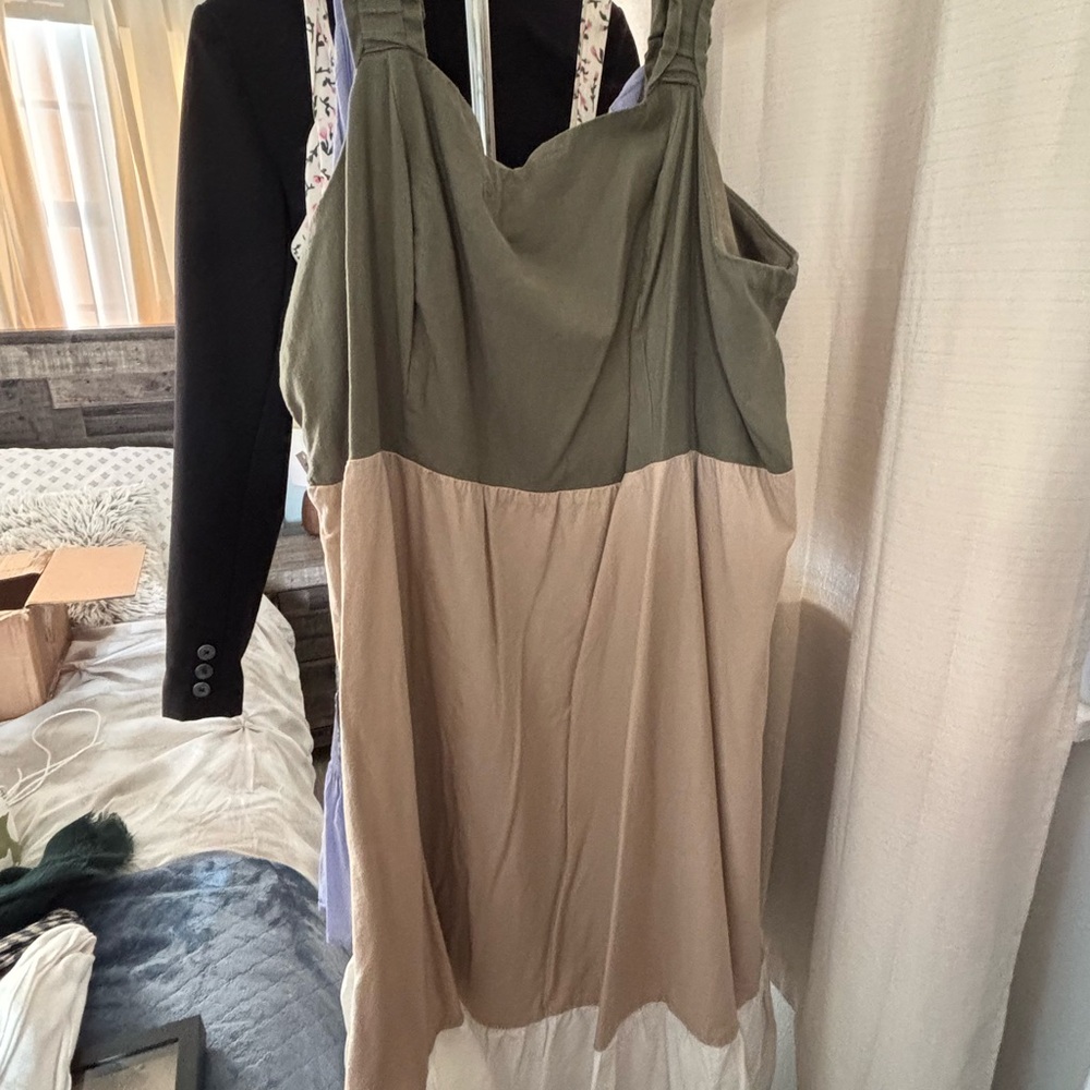 Olive Green color block Dress